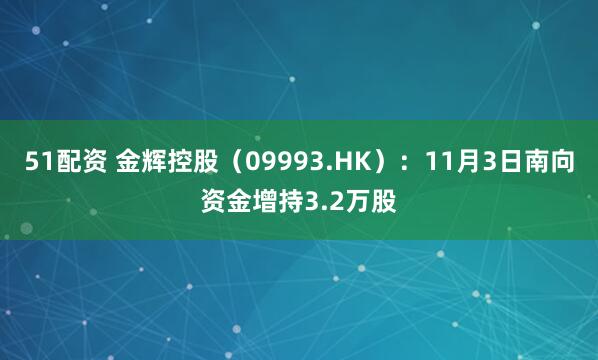 51配资 金辉控股（09993.HK）：11月3日南向资金增持3.2万股